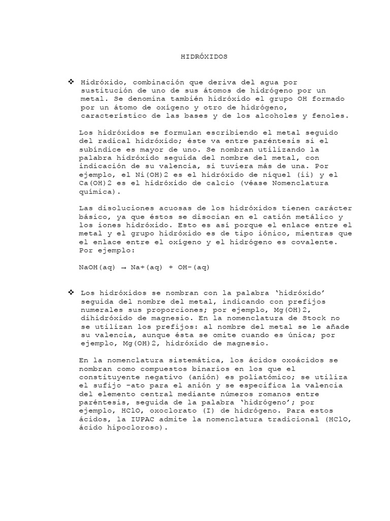 Hidróxidos Pdf