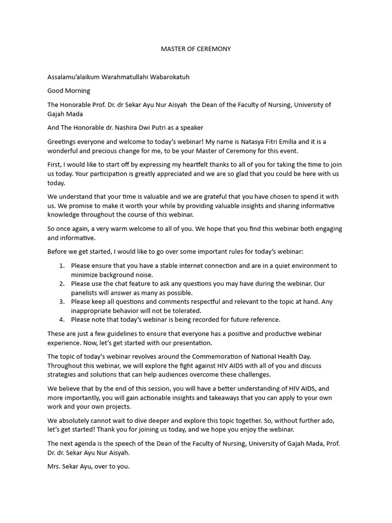 Master Of Ceremony Pdf Human Communication