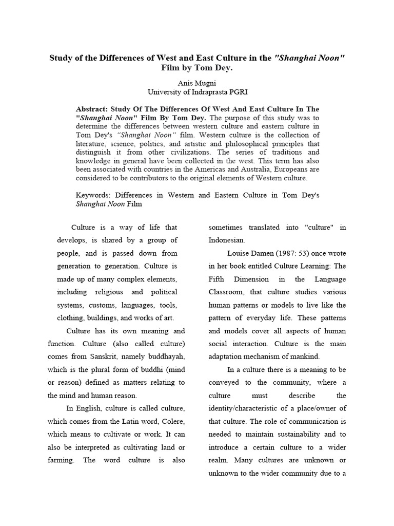 East-West Cultural Differences in Shanghai Noon | PDF | Data ...