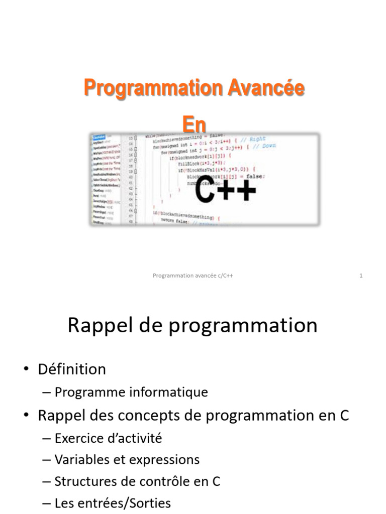 Programmation avancée en C++ et POO | PDF | Structure de contrôle | C