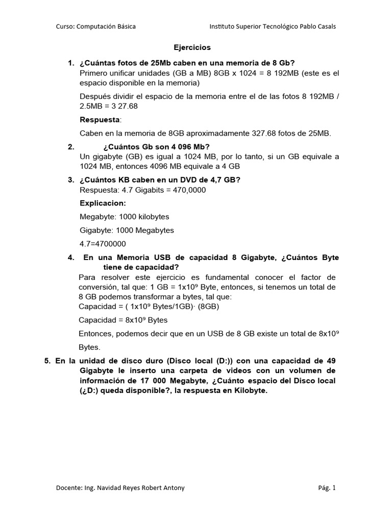 Ejercision de Computacion | PDF | Juegos y actividades | Informática