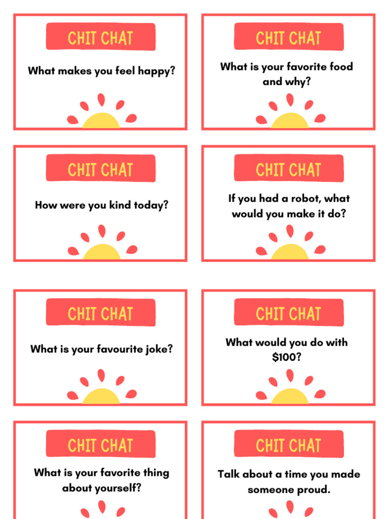 Engaging Chit Chat Questions for Kids | PDF