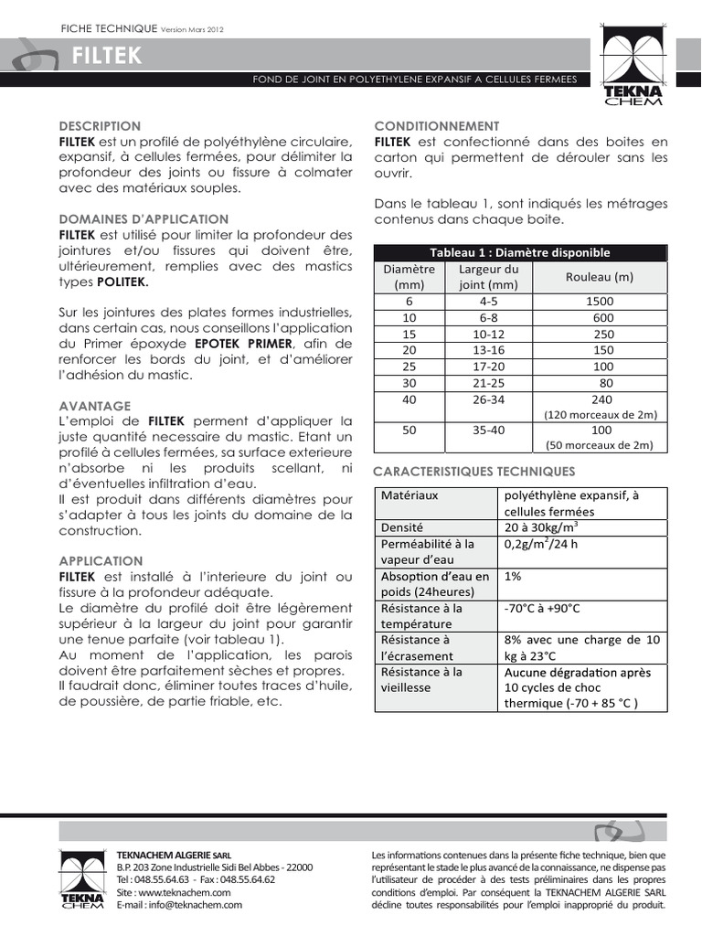 Mastic Polyéthylène pour Fissures | PDF | Matériaux