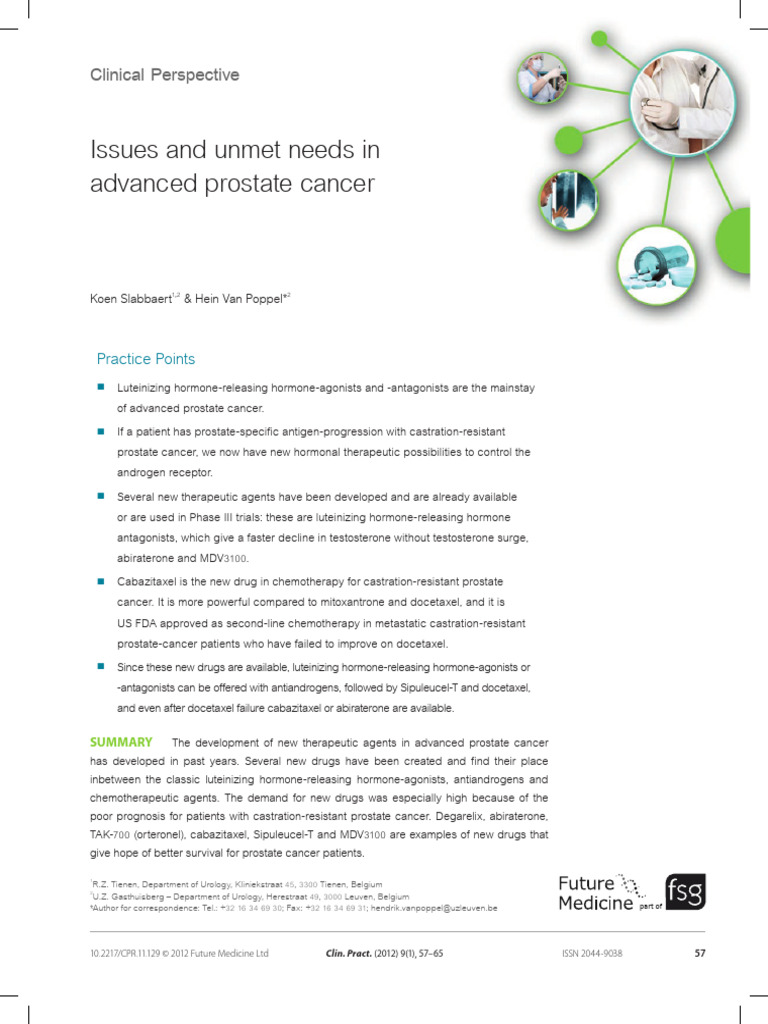 Issues and Unmet Needs in Advanced Prostate Cancer | PDF | Prostate ...