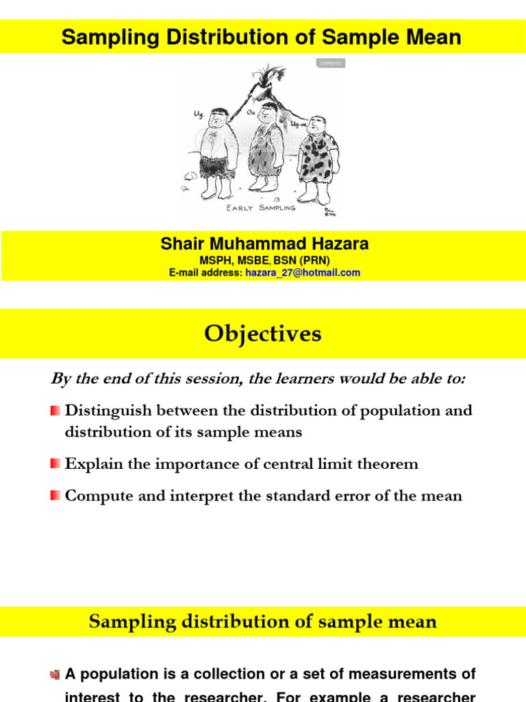 Stats lecture 07 sample distribution pdf standard error normal