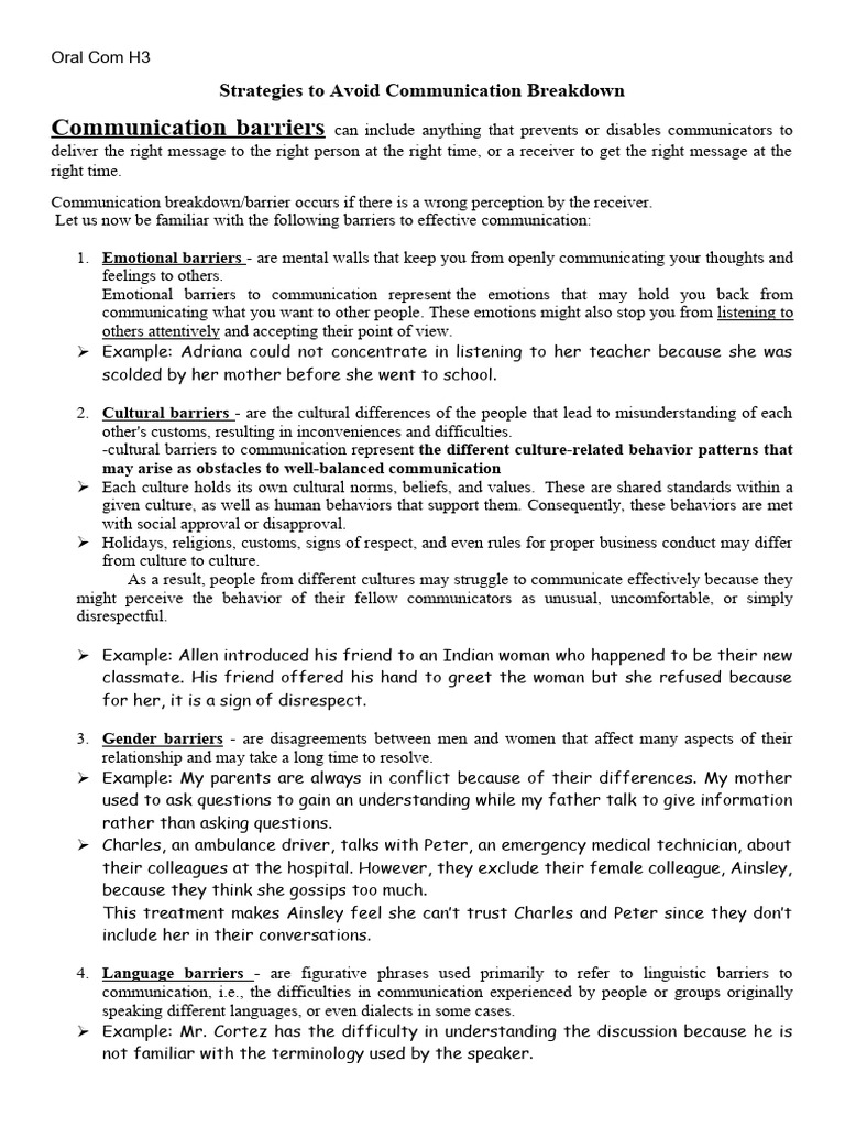 Communication Barriers: Strategies To Avoid Communication Breakdown ...