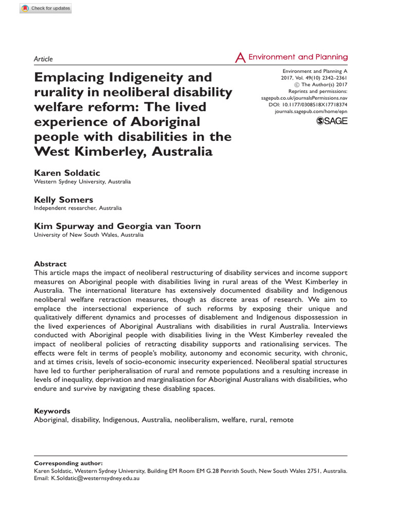 Neoliberal Disability Reform Impact on Aboriginal Australians | PDF ...