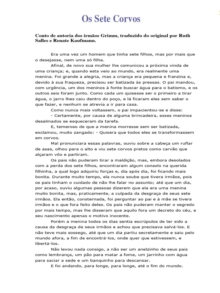 Os Sete Corvos | PDF