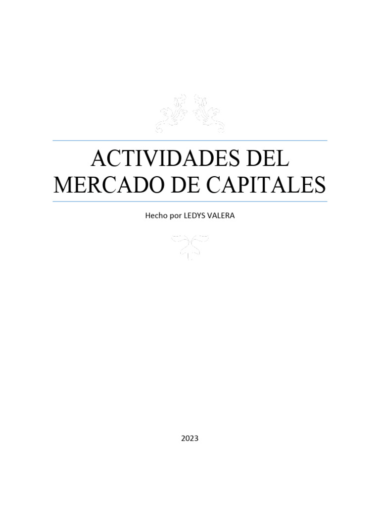 Actividades en el Mercado de Capitales | PDF | Compartir (Finanzas ...