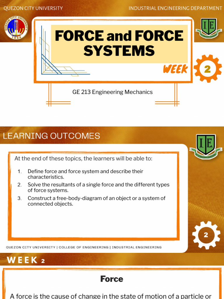 Week 2 Force And Force Systems Pdf Force Euclidean Vector