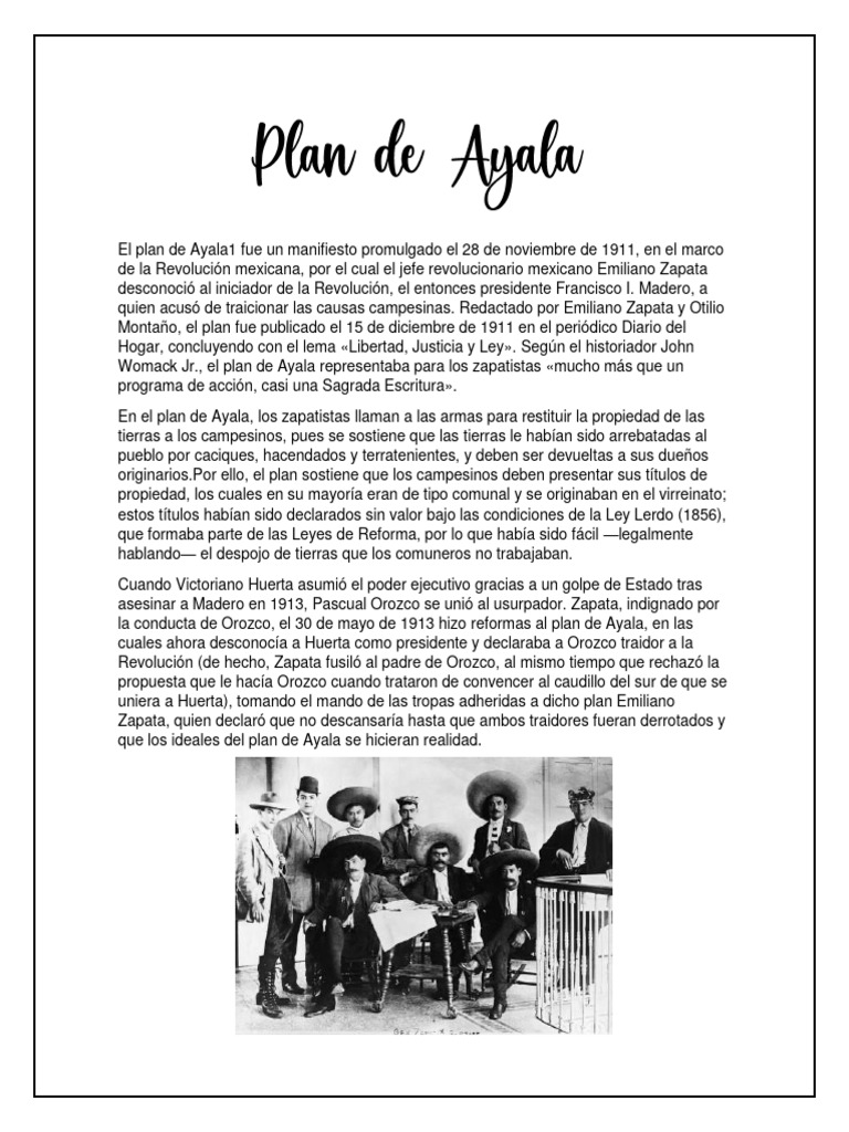 El Plan de Ayala1 | PDF | Militares de mexico | Guerras de los Estados ...