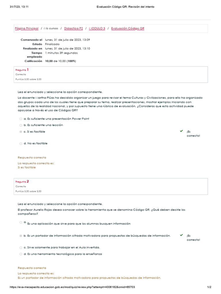 Eva Código QR | PDF | Evaluación | Informática
