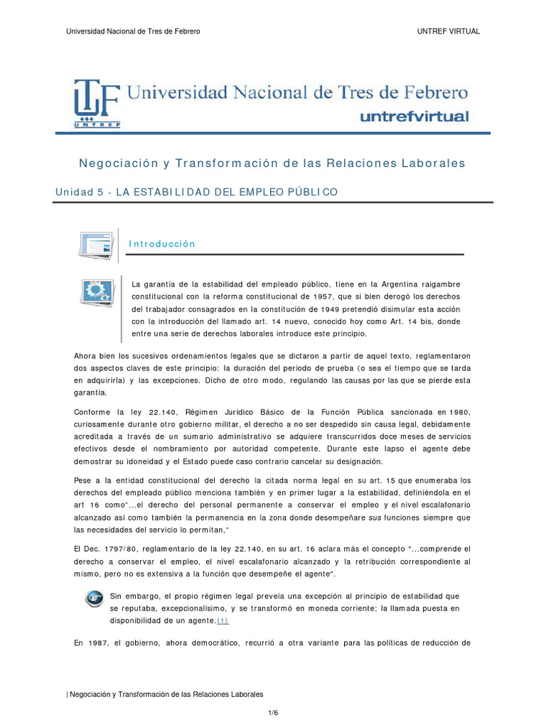Estabilidad del Empleo Público en Argentina | PDF | Derecho laboral ...