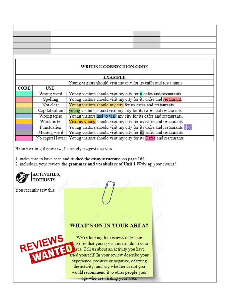 Unit 1 - Review Format | PDF | Word | Writing