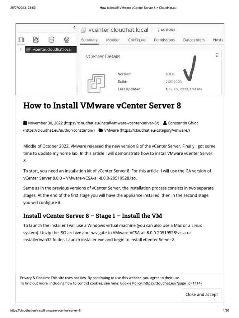 How To Install VMware VCenter Server 8 - CloudHat | PDF