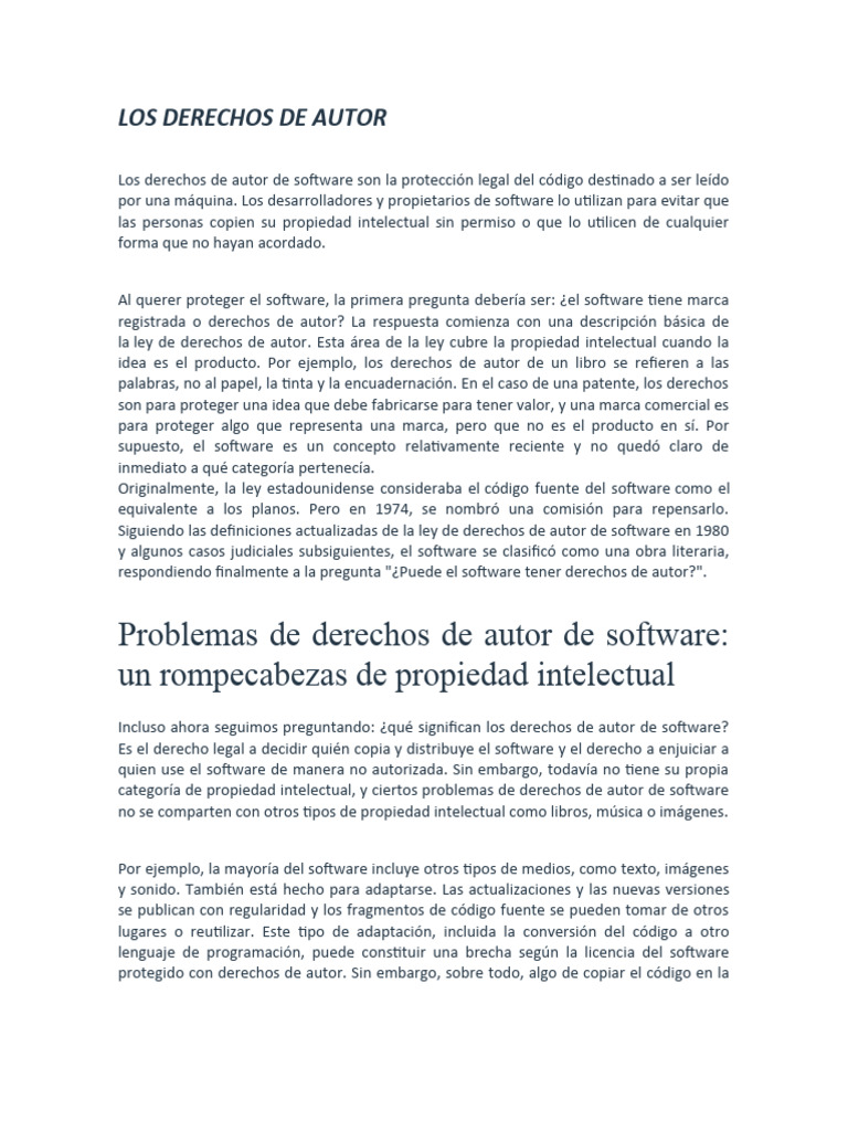 Los Derechos de Autor | PDF | Software libre | Software propietario