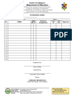 BSP F003a Crew Attendance Sheet