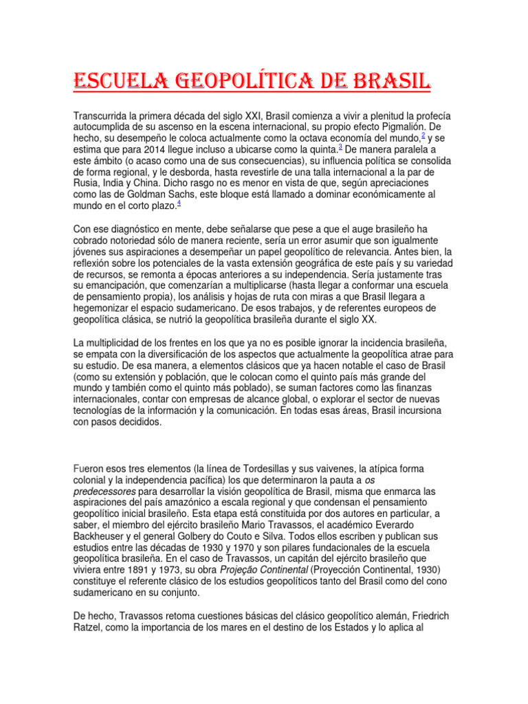 Escuela Geopolítica de Brasil | PDF | Geopolítica | Brasil