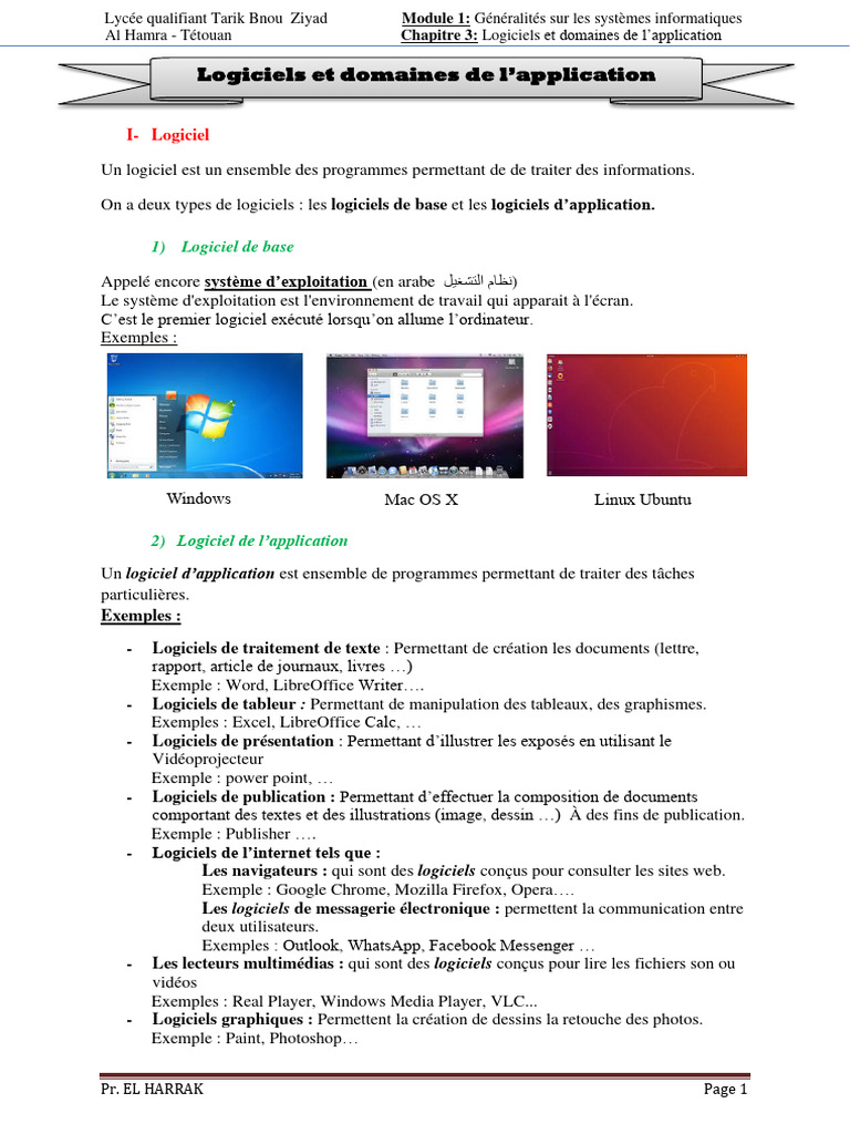 Logiciels et domaines d'application informatique | PDF | Application ...