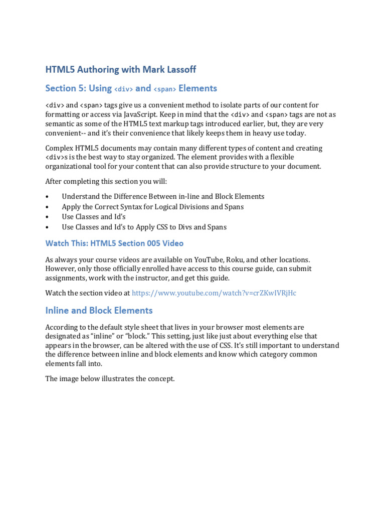 Mastering HTML5: Div and Span Elements | PDF | Business | Technology ...