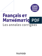 Français Et Mathématiques - Toutes Les Annales Corrigées 2016 A 2019 - CRPE 2020 (Dunod)