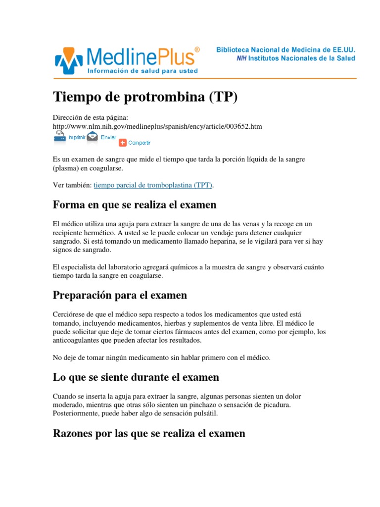 Tiempo de Protrombina | PDF | Coagulación | Especialidades Medicas