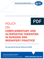 Policy On Complementary and Alternative Therapies in Nursing and Midwifery Practice