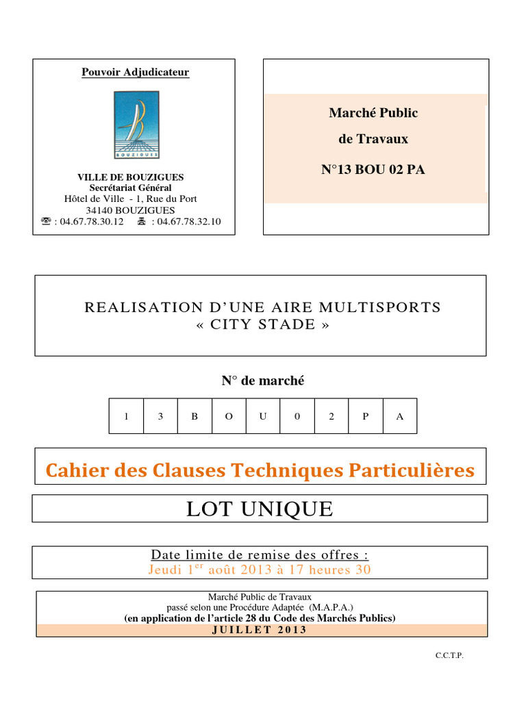 CCTP Cahier Des Clauses Techniques | PDF