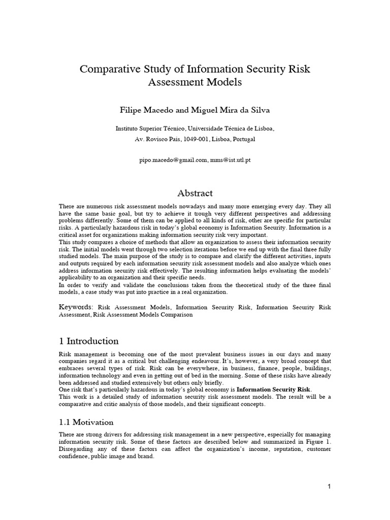 Comparative Analysis of Security Models | PDF | Risk | Information Security