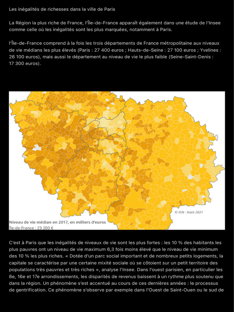 Inégalités de richesse à Paris en 2023 | PDF | Inégalité sociale ...
