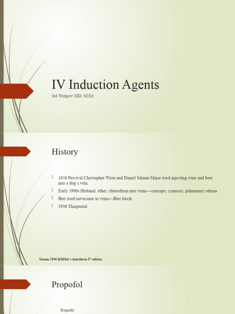 IV Induction Agents Slides For Podcast Updated PDF Benzodiazepine