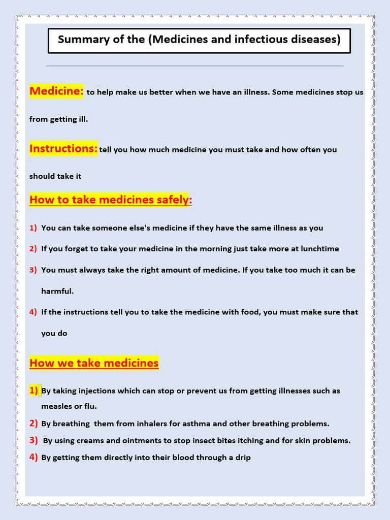 Summary of The (Medicines and Infectious Diseases) | PDF