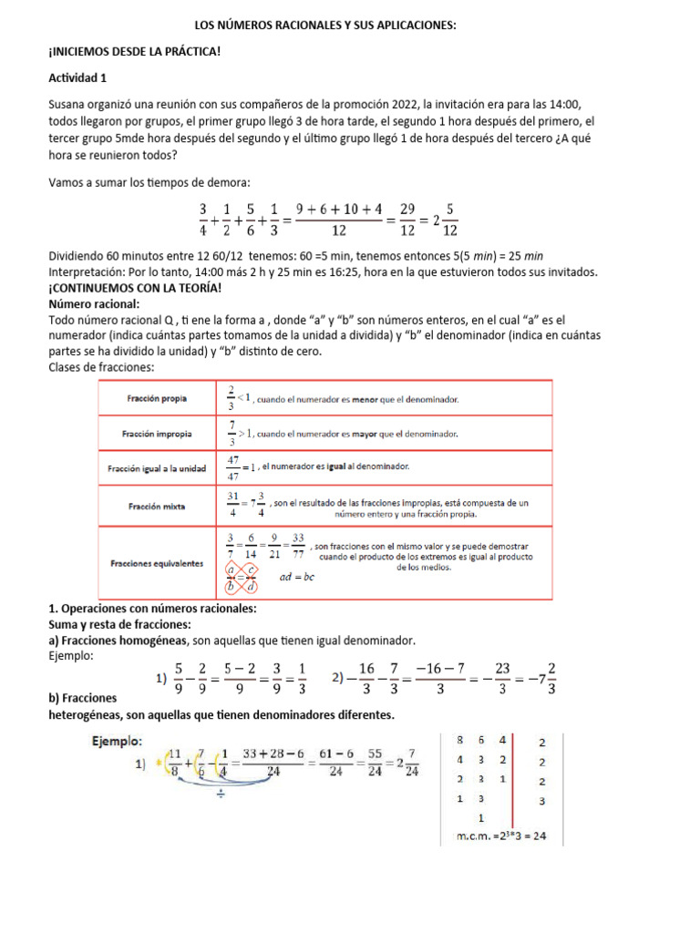 Los Números Racionales | PDF | Matemática Elemental | División ...