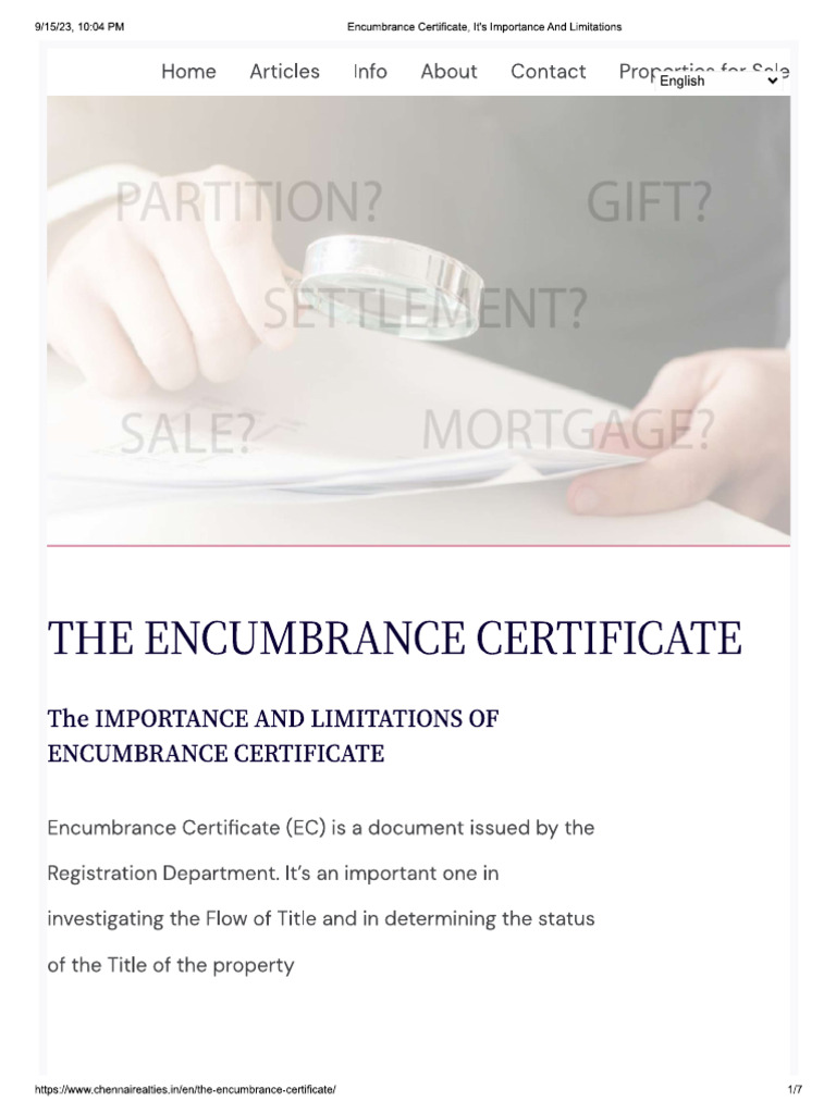 Encumbrance Certificate-EC- in TN | PDF