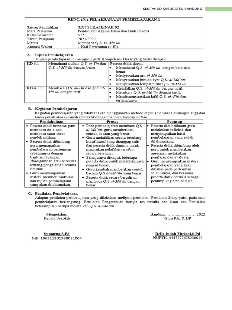 RPP Versi Baru Kls5 - smt2 - Kkgpai | PDF