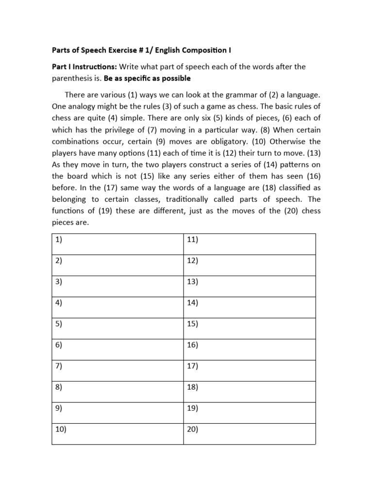 PARTS OF SPEECH PRACTICE PDF visual data 2