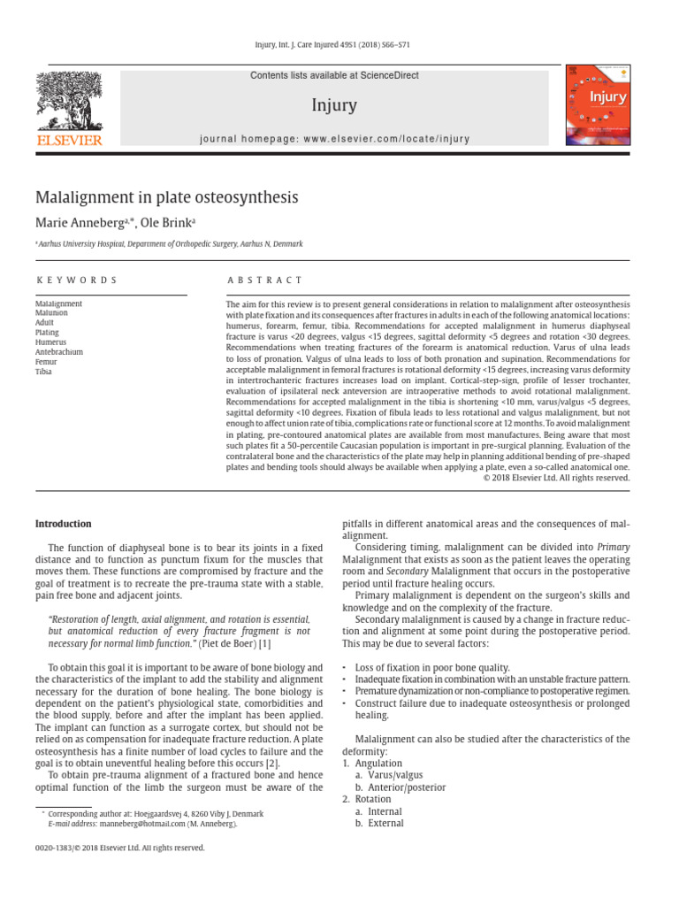 Malalignment in Plate | PDF | Musculoskeletal Disorders | Clinical Medicine