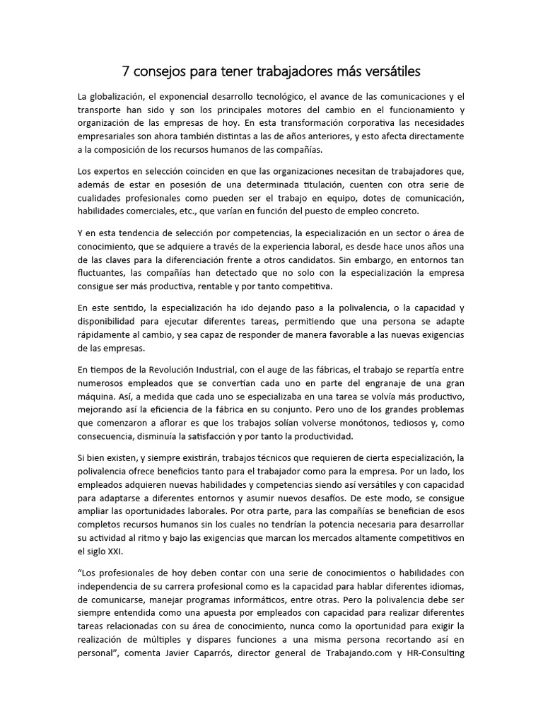 7 Consejos para Tener Trabajadores Más Versátiles PDF Business