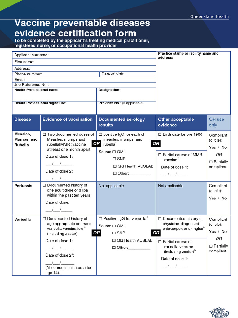VPD Evidence Certification Form | PDF | Vaccines | Children's Health