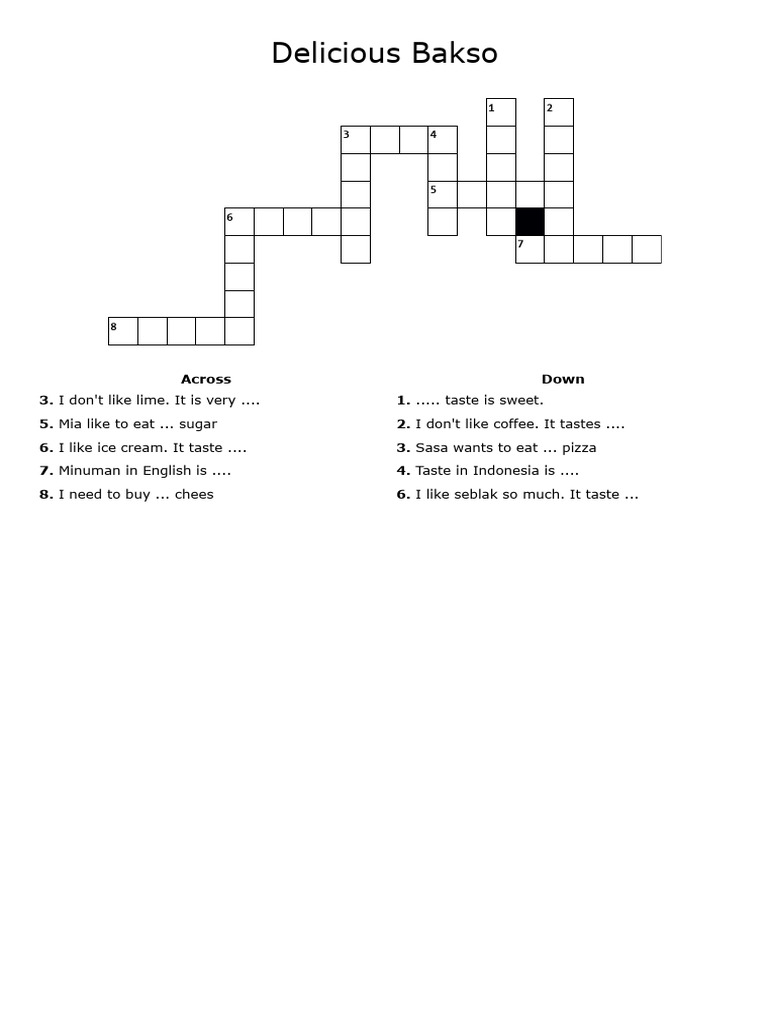 Delicious Bakso Crossword Labs PDF