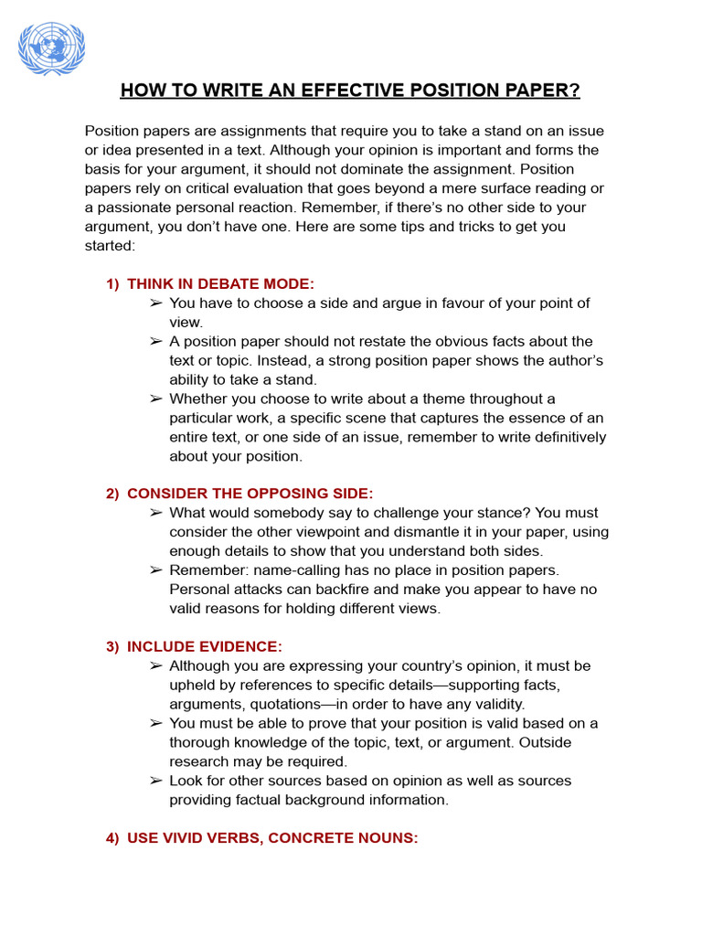 Tips for Writing Effective Position Papers (1) | PDF | Argument | Evidence