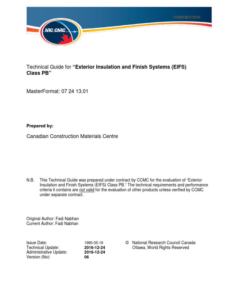 EIFS Class PB Technical Guide | PDF | Building | Materials