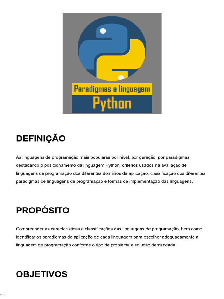 Classificação e Paradigmas em Linguagens de Programação | PDF ...