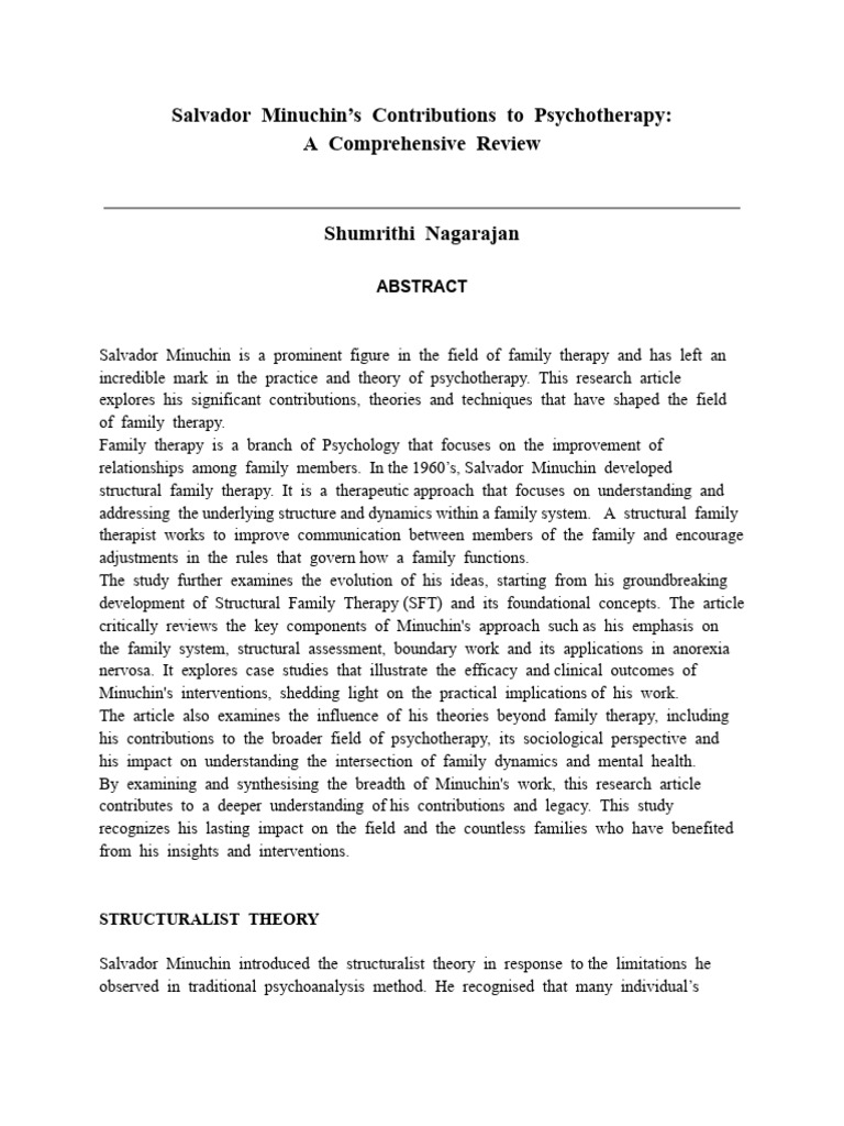 Salvador Minuchin PDF Psychotherapy Family Therapy