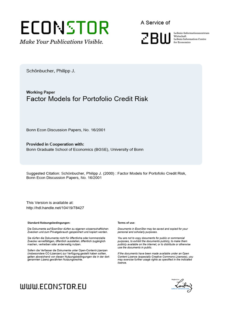 Portfolio Credit Risk Models | PDF | Risk | Credit Risk