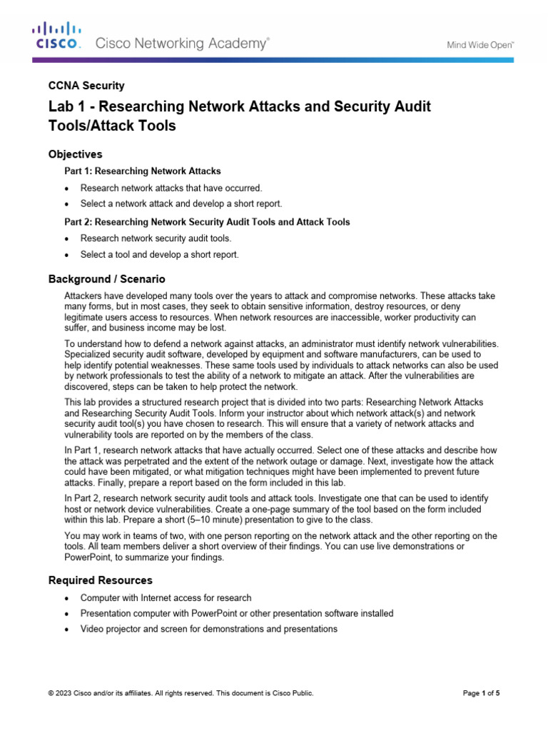 Network Attacks and Security Tools Lab | PDF | Security | Computer Security