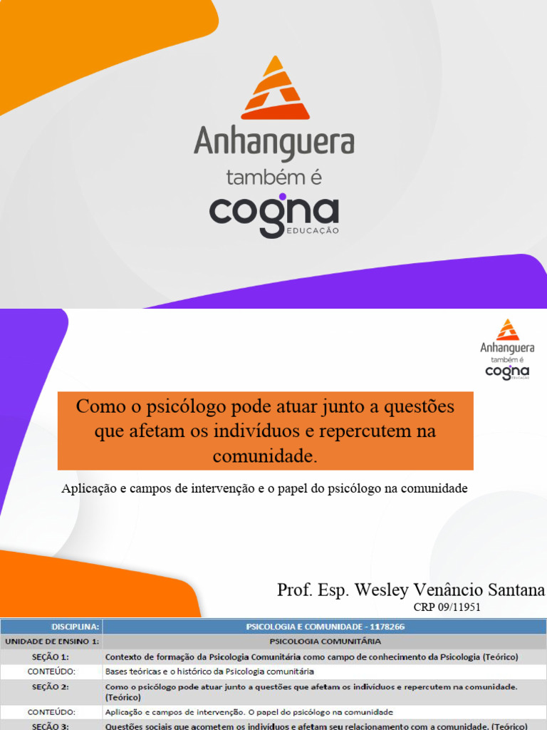 Modelo de Slide Faculdade Anhanguera | PDF | Psicologia | Saúde mental