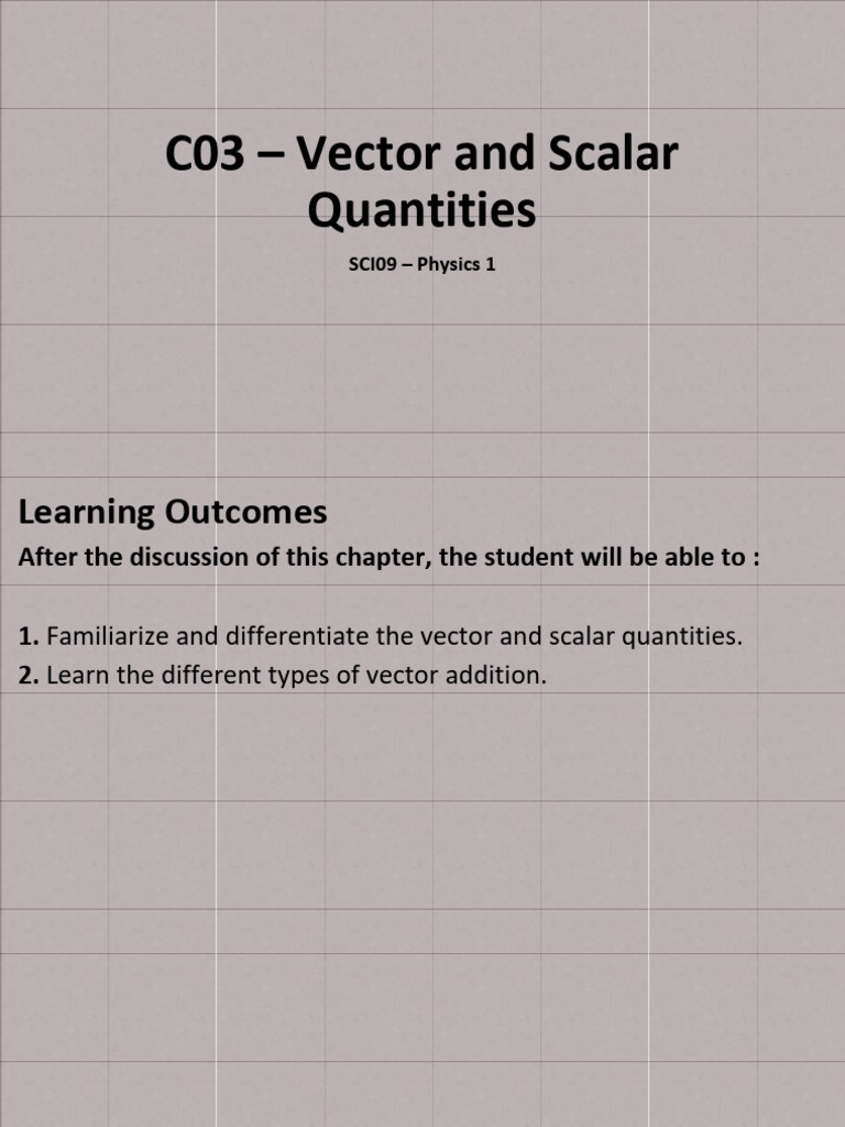 Physics: Vector vs Scalar Basics | PDF | Teaching Methods & Materials ...