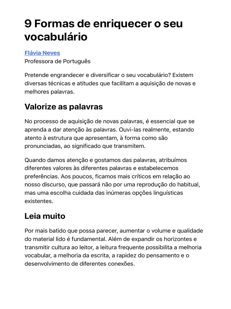 9 Dicas para Enriquecer o Vocabulário | PDF | Dicionário | Palavra