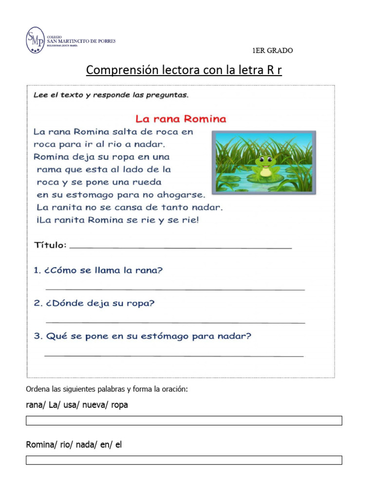 Lectura: La Rana Romina y la R letra | PDF
